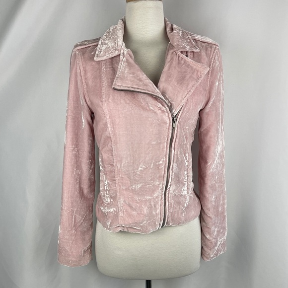 BB Dakota pink velvet moto jacket - Picture 3 of 13